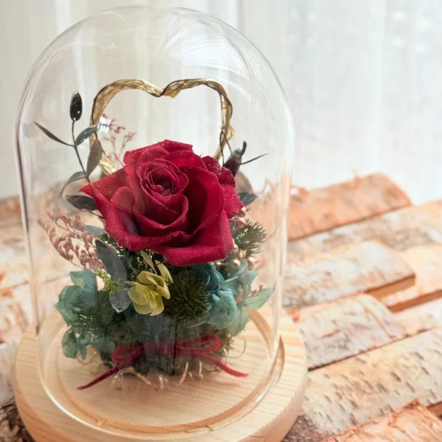 【OSTARA FLORIST 奧斯塔拉花藝】永生花玻璃盅罩-永恆的愛(永生花、情人節、花禮、節日送禮)