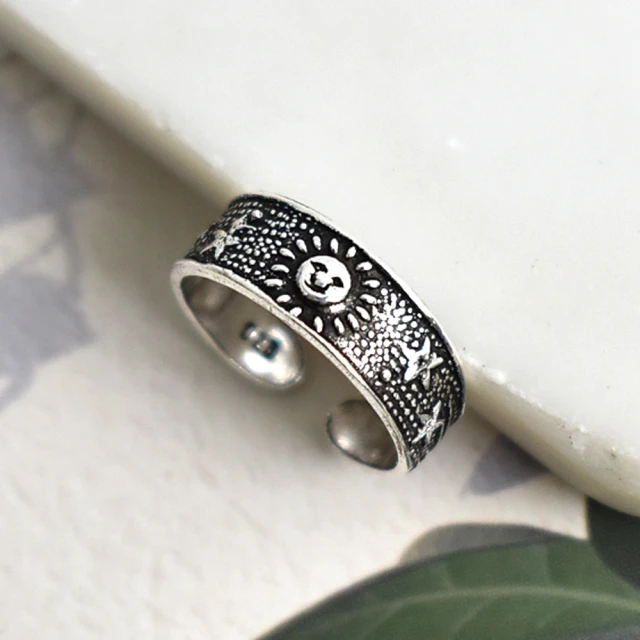 men life 銀飾 太陽星星活動戒純銀戒指(戒指)評價推