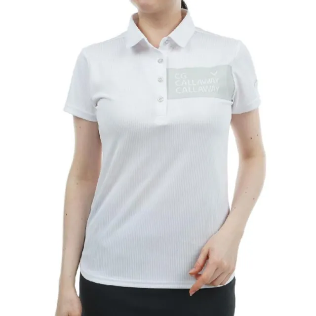 【Callaway 卡拉威】STRIPED JACQUARD SHORT SLEEVE SHIRT 女士 快乾抗UV短袖POLO衫 白色