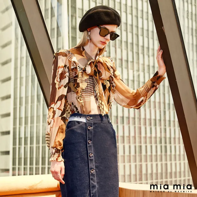 【mia mia】幾何花朵綁帶上衣