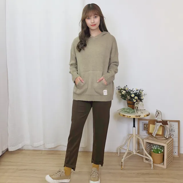 【Hana Mokuba】花木馬日系女裝綁帶鬆緊腰簡約百搭加厚長褲(長褲)