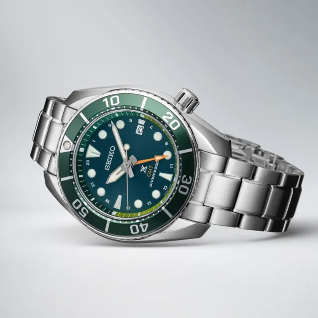 【SEIKO 精工】PROSPEX系列 Sumo GMT太陽能潛水石英錶/綠45mm(SFK003J1/5K65-0AA0G)