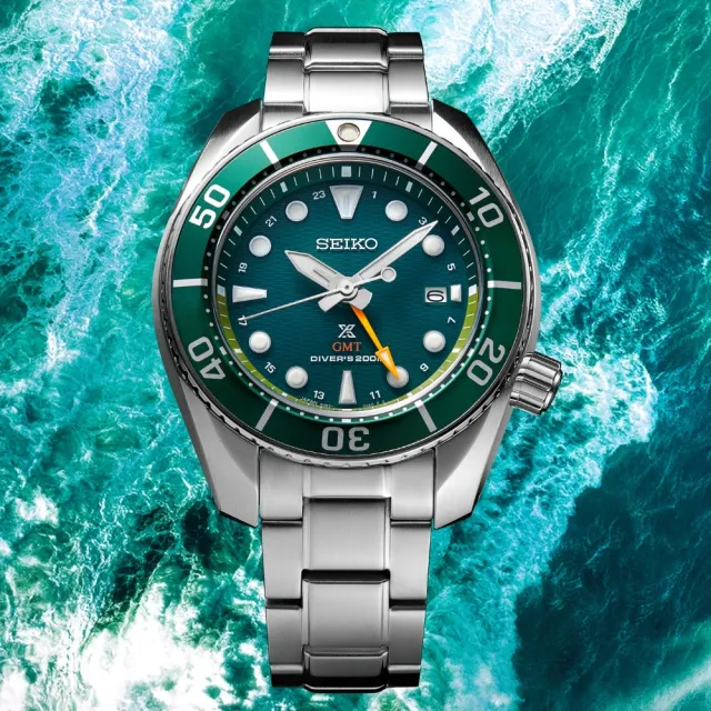 【SEIKO 精工】PROSPEX系列 Sumo GMT太陽能潛水石英錶/綠45mm(SFK003J1/5K65-0AA0G)