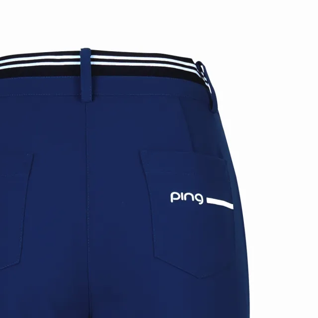 【PING】女款腰部羅紋織帶高爾夫長褲-藍(GOLF/高爾夫球褲/RE24207-57)