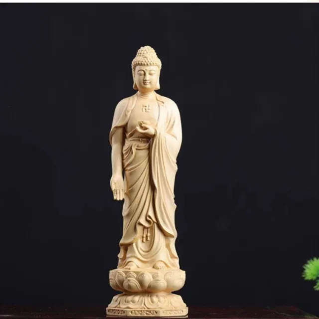【八方開運】阿彌陀佛黃楊木 西方三聖(居家觀音菩薩佛像 觀世音菩薩 阿彌陀佛 大勢至菩薩)