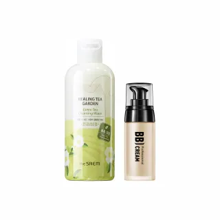 【韓國the SAEM】男士底妝清潔組(療癒茶園卸妝水300mlX1+男士多效修護BB霜X1)