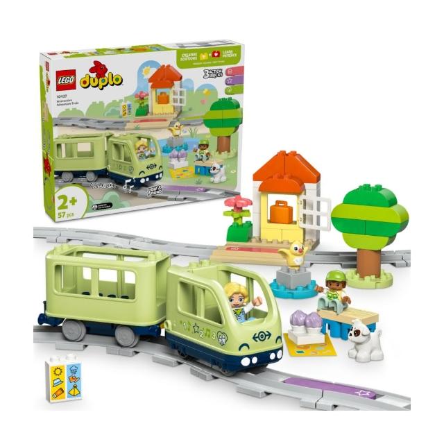 【LEGO 樂高】得寶系列 10427 互動式冒險列車(火車玩具 幼兒積木 兒童玩具 學習積木 禮物)