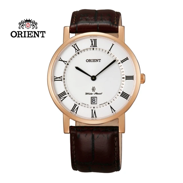 ORIENT 東方錶 SLIM系列 超薄簡約優雅藍寶石鏡面石英錶 皮帶款 白面-38mm(FGW0100EW)