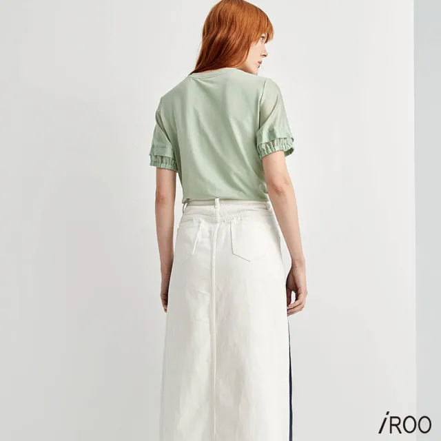 【iROO】假兩件式配色長裙