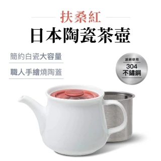 【POITC-C】日本西海日本陶瓷茶壺525ml 扶桑紅 附304不鏽鋼濾網(泡茶壺 沖茶壺 陶瓷茶壺)
