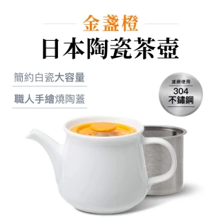 【POITC-C】日本西海日本陶瓷茶壺525ml 金盞橙 附304不鏽鋼濾網(泡茶壺 沖茶壺 陶瓷茶壺)
