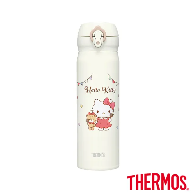 【THERMOS 膳魔師】HelloKitty甜心巧克力不鏽鋼超輕量彈蓋真空保溫瓶500ml(JNL-504KT-CCCW)