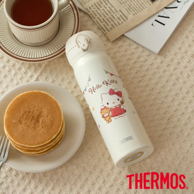 【THERMOS 膳魔師】HelloKitty甜心巧克力不鏽鋼超輕量彈蓋真空保溫瓶500ml(JNL-504KT-CCCW)