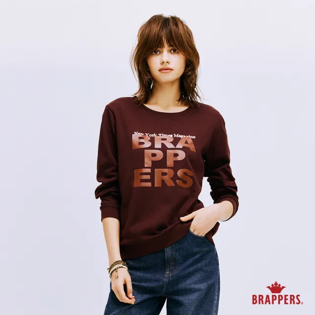 【BRAPPERS】女款 簡約LOGO印花圓領T(深咖啡)