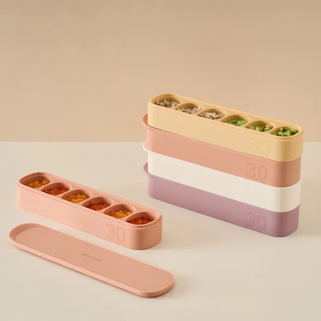 【MOYUUM】韓國 雙層密封白金矽膠副食品分裝盒(6格/多款可選)