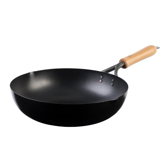 【IUSE】日本製 煌 凹凸岩紋炒鍋鐵鍋30cm