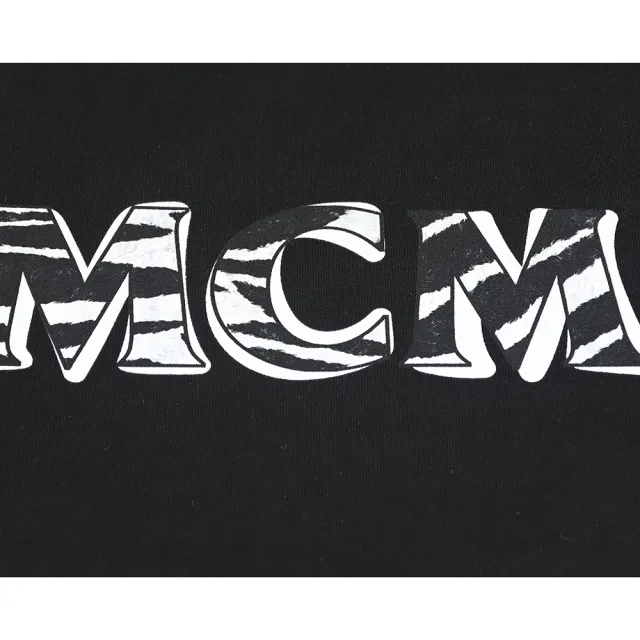 【MCM】MCM燙印LOGO斑馬條紋純棉短袖T恤(男款/黑)
