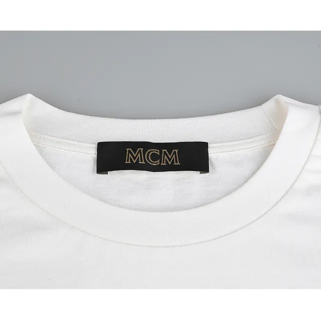 【MCM】MCM燙印LOGO斑馬條紋純棉短袖T恤(男款/象牙白)