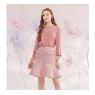 【IRIS 艾莉詩】櫻花粉軟呢魚尾短裙-粉色(46208)