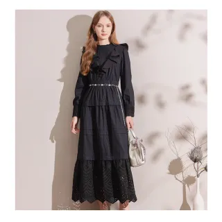 【IRIS 艾莉詩】黑曜色設計感繡花洋裝-黑色(46630)