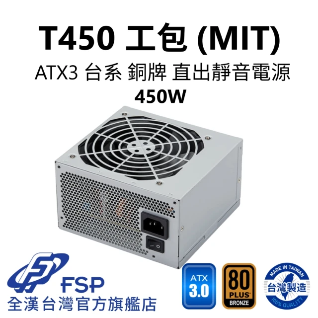 FSP 全漢 T450 MIT ATX3 銅牌電源 環保工業包裝(台灣製造/台系電容)