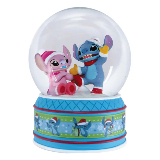 【Enesco】精品家飾 Disney 迪士尼 星際寶貝 史迪奇和安琪聖誕水晶球居家擺飾