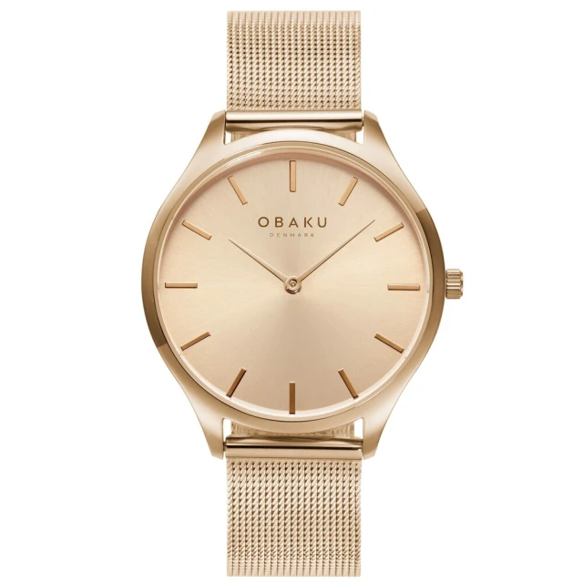 OBAKU 簡約元素百搭時尚腕錶-玫瑰金(V260LXVVMV)