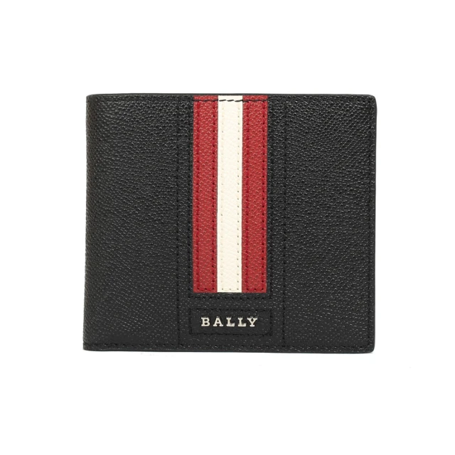 BALLY TRASAI.LT防刮皮革撞色男對折短夾-福利品(黑色)