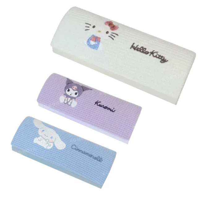 小禮堂小禮堂 Sanrio 三麗鷗 華夫格眼鏡盒附拭鏡布 - 側坐款 Kitty 酷洛米 大耳狗(平輸品)