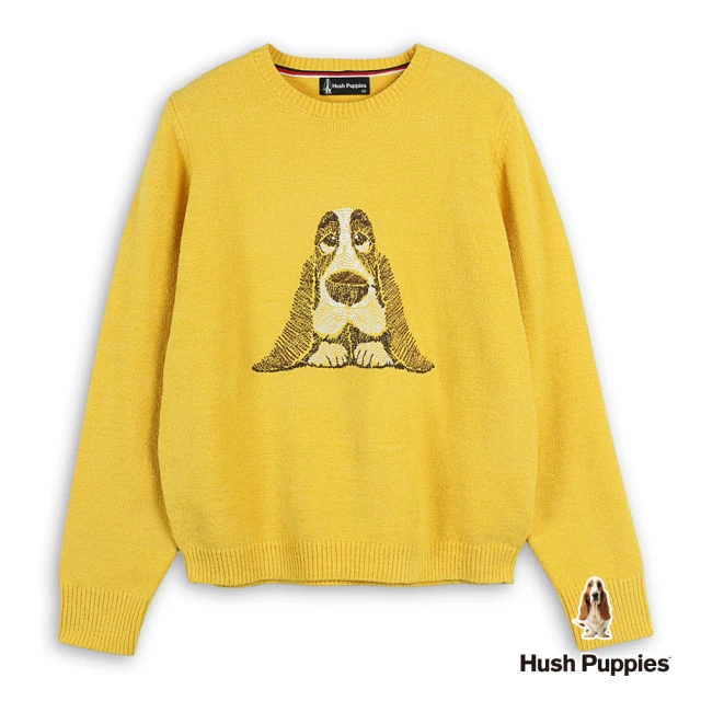 Hush Puppies 女裝 線衫 精緻Q版刺繡狗線衫(駱黃 / 44213108)