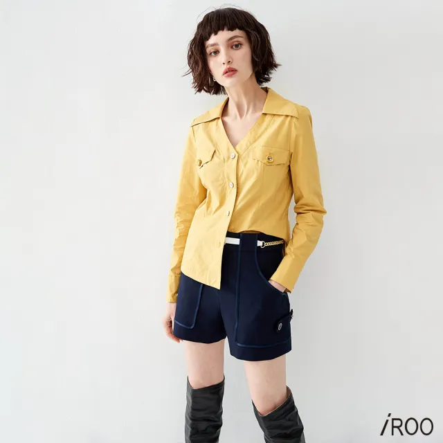 【iROO】裝飾口袋蓋襯衫