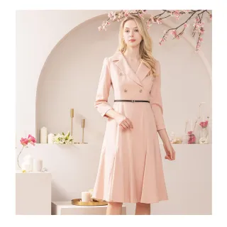 【IRIS 艾莉詩】優雅翻領傘襬洋裝-3色(46664)