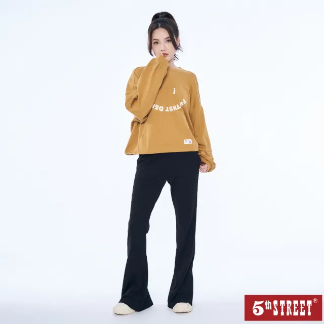 【5th STREET】雙11 女裝 長褲 喇叭褲 涼感褲 黑色(967101)
