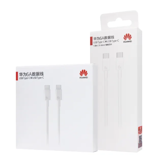 【HUAWEI 華為】原廠CC800 6A Type-C to Type-C 超級快充充電線 1.8M - 白(盒裝)