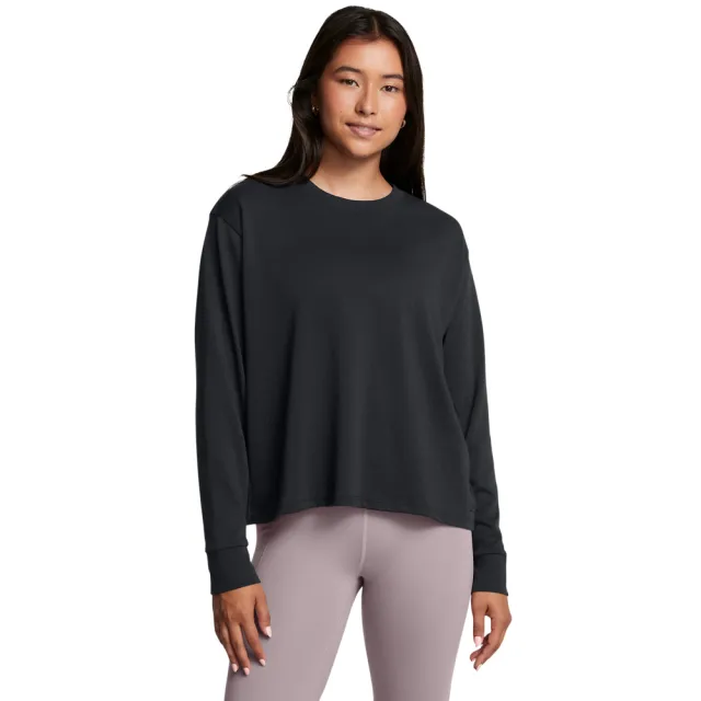 【UNDER ARMOUR】UA雙11精選 女 HW BOXY 長袖T-Shirt_1387017-001(黑色)