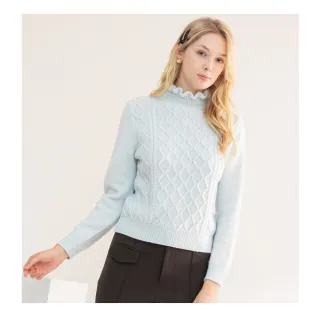 【IRIS 艾莉詩】波浪領菱格織紋毛衣-2色(46838)