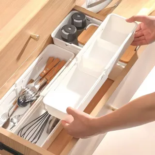 【日式簡約】伸縮收納盒2入組(廚房收納 置物盒 儲物盒 抽屜分隔)