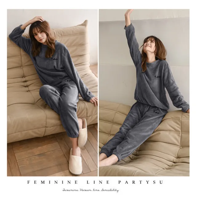 【Amore】秋冬蓄熱保暖刷毛暖暖睡衣居家服套裝(親膚舒適居家服)