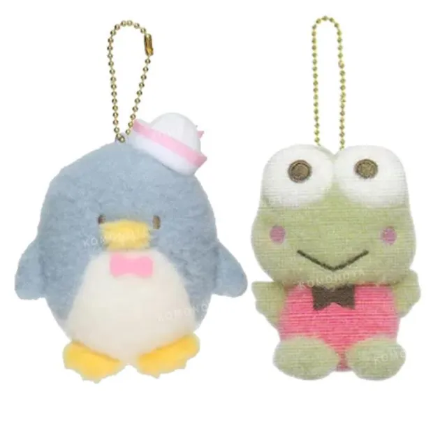 【小禮堂】Sanrio 三麗鷗 絨毛玩偶吊飾 - 復古系列 山姆企鵝 大眼蛙(平輸品)