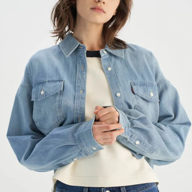 【LEVIS】女款 牛仔襯衫 短版襯衫 女生襯衫 上衣 熱賣單品 001BQ-0001