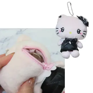 【小禮堂】雙11 Sanrio 三麗鷗 絨毛玩偶收納吊飾 - 黑蝴蝶結款 Kitty 酷洛米 美樂蒂(平輸品)