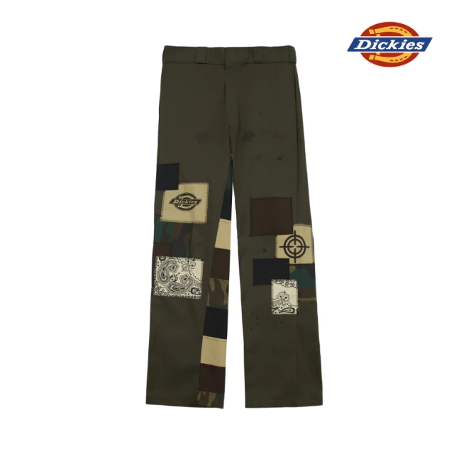 Dickies MAKERS 聯名－男款橄欖綠圖騰迷彩撞色拼接設計長褲｜DK011840CV3