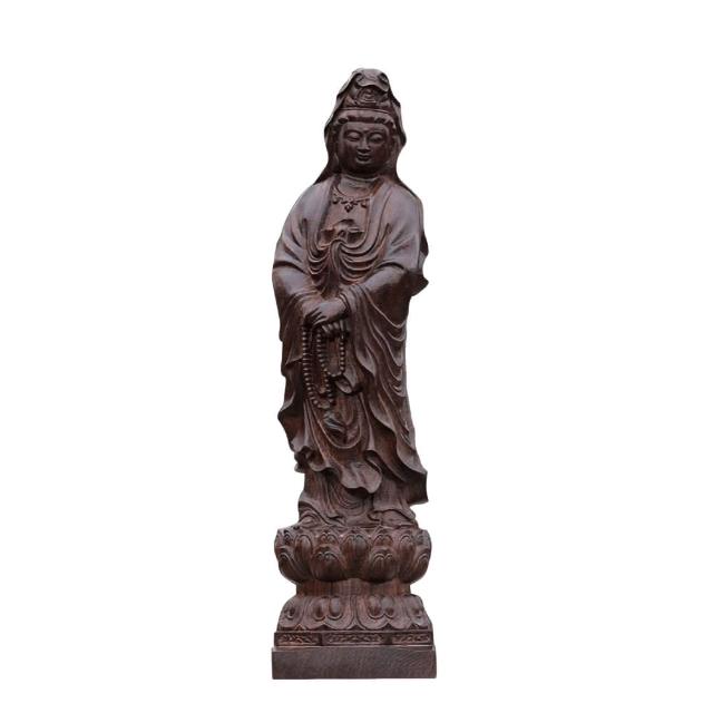 【佛佑平安】越南沉香木雕觀世音菩薩擺件(開運 實木 精雕佛像 鎮宅 擋煞 祭拜 玄關擺設 桌面裝飾 禮品)