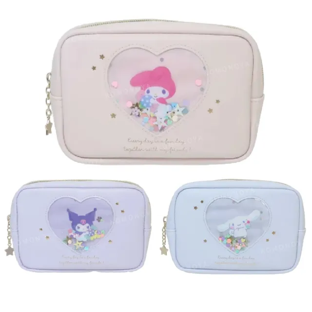 【小禮堂】雙11 Sanrio 三麗鷗 皮質流沙收納包 - 抱糖果款 美樂蒂 酷洛米 大耳狗(平輸品)
