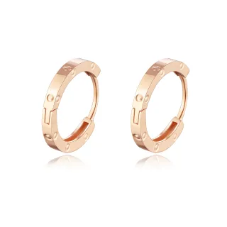 【Just Diamond】鎮金店 圓緣 18K玫瑰金耳環(新-網路限定)