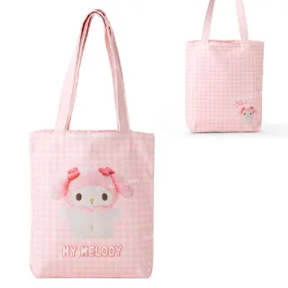 【小禮堂】雙11 Sanrio 三麗鷗 棉質直式肩背袋 - 3D人物系列 Kitty 大耳狗 酷洛米(平輸品)