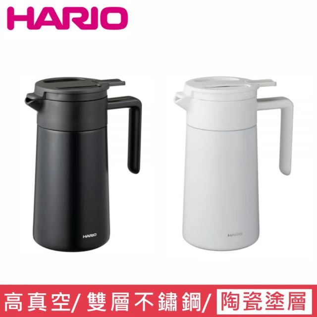 HARIO 真空雙層不鏽鋼保溫壺600ml(陶瓷塗層 黑/白任選)