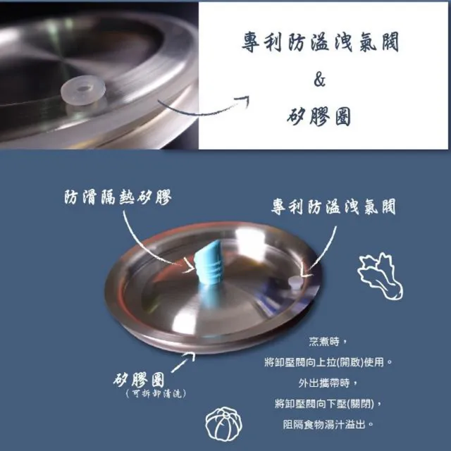 【UCOM 瑞康屋】雅痞灰304不鏽鋼防溢提鍋附提袋19＋16＋14cm三鍋組（防溢專利設計）