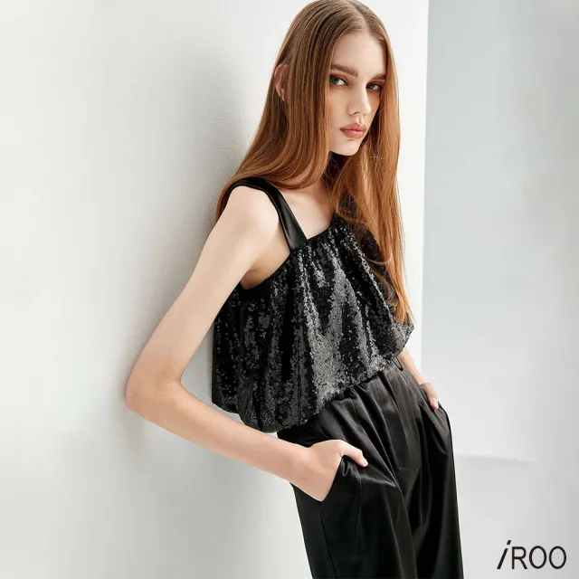 【iROO】光澤亮片晚禮服連身褲