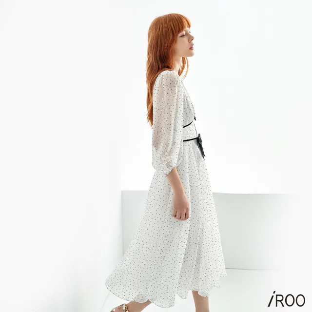 【iROO】立體織點點雪紡禮服